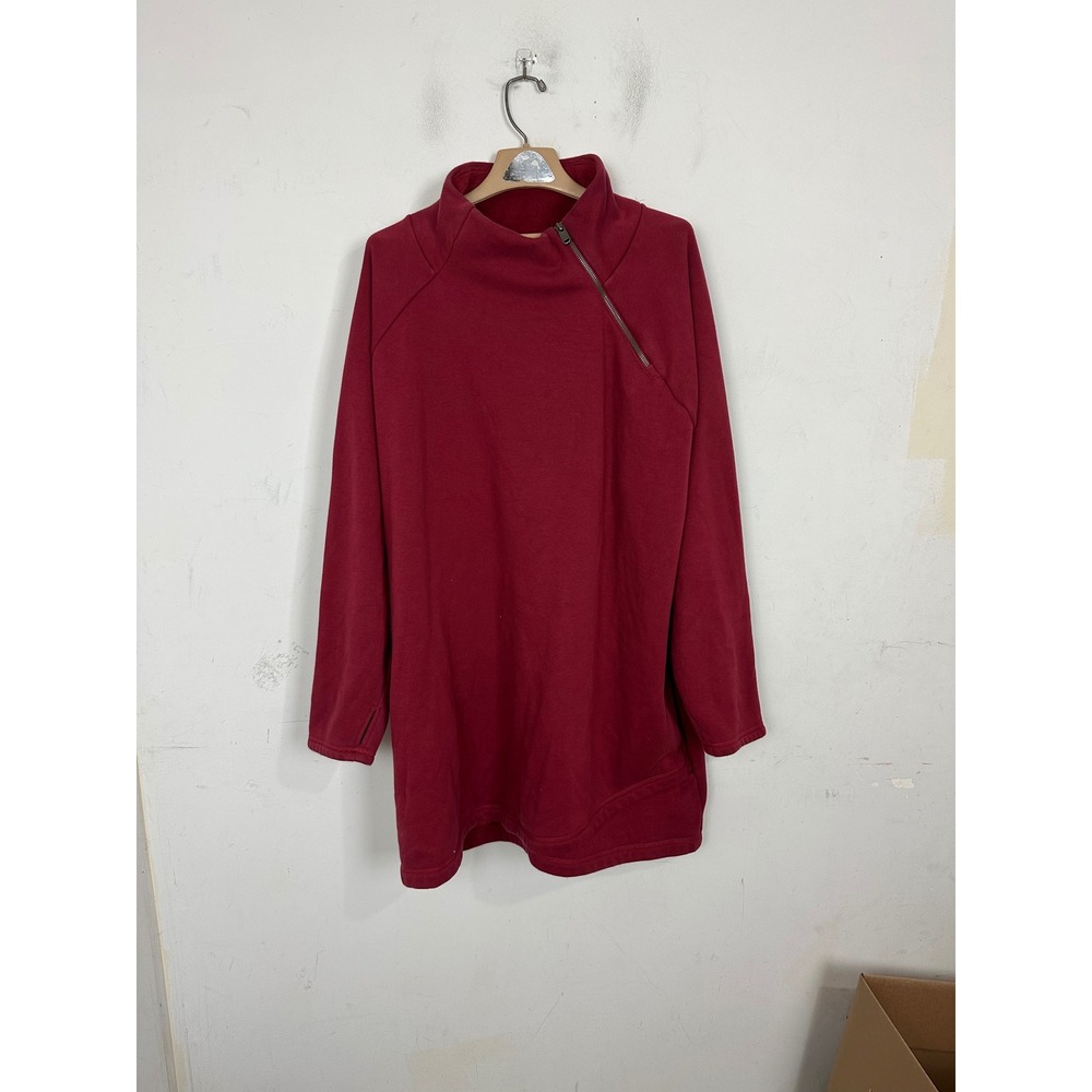 Athleta Cozy Karma Asym Sweatshirt Dress Burgundy Red 3X Fleece S/383427-10